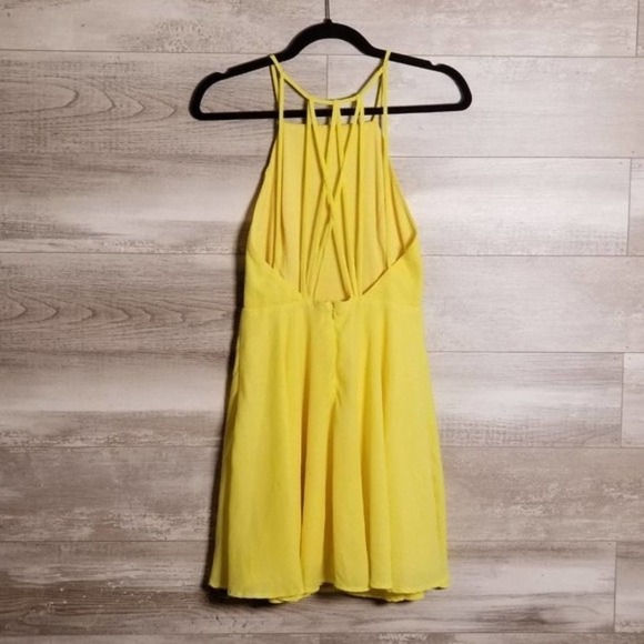 Lulu's Women's Strappy Together Yellow Backless Fit & Flare Mini Dress Size S - Picture 3 of 6